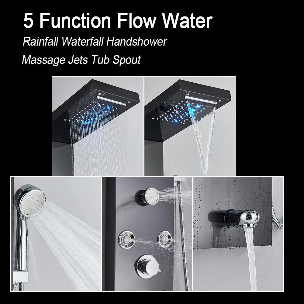 LED Light Shower Panel Waterfall Rain