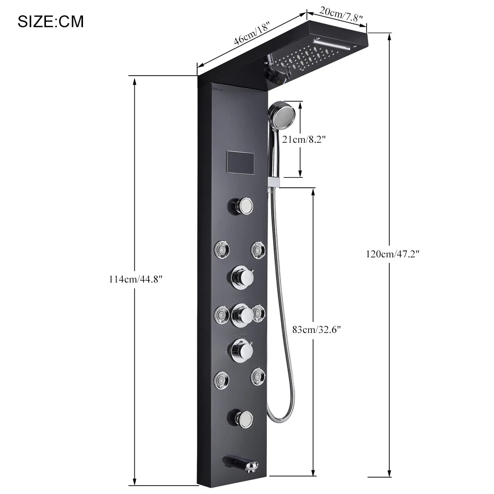 LED Light Shower Panel Waterfall Rain