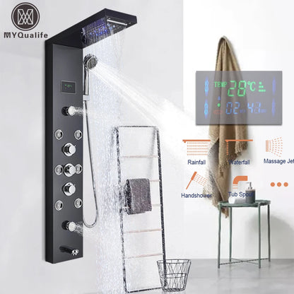 LED Light Shower Panel Waterfall Rain