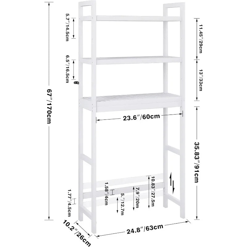 Bathroom Storage Shelf,  3-Tier Adjustable Shelves