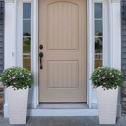 Tall Tapered Planter Plastic White Square Plant Pots