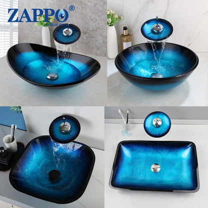 Tempered Glass Bathroom Vessel Sink