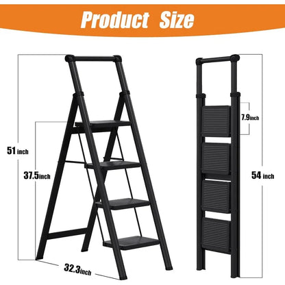 4 Step Folding Step Stool with Handrails