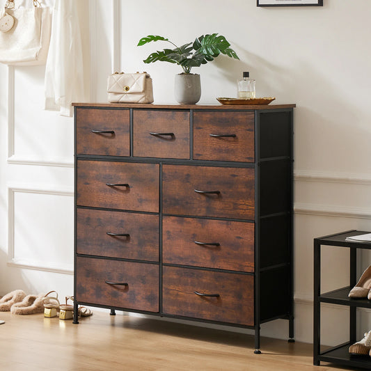 Dresser For Bedroom With 9 Fabric Drawers