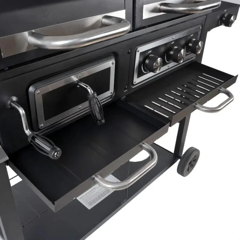 Outdoor Grill, Dual Fuel Gas and Charcoal Combination Grill,