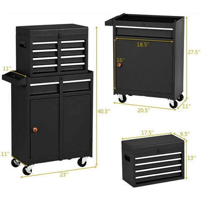 Big Tool Chest with Drawers and Wheels Tool Cabinet  Removable Rolling with Lockable Drawers for Mechanics Garage Workshop