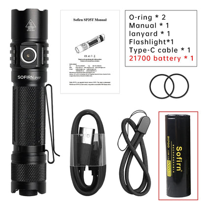 Tactical Flashlight Powerful LED Light USB C Rechargeable