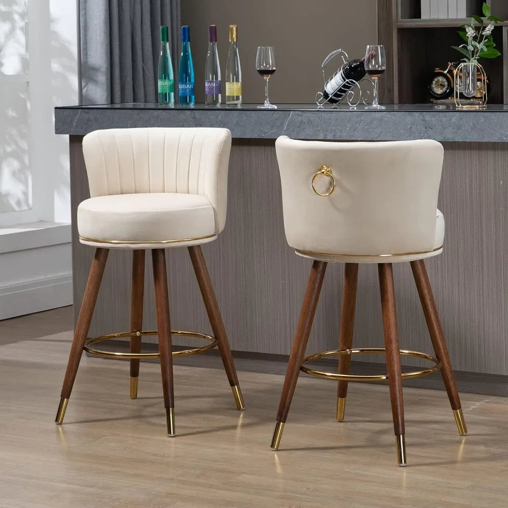 Set of 4, Velvet Swivel Barstools