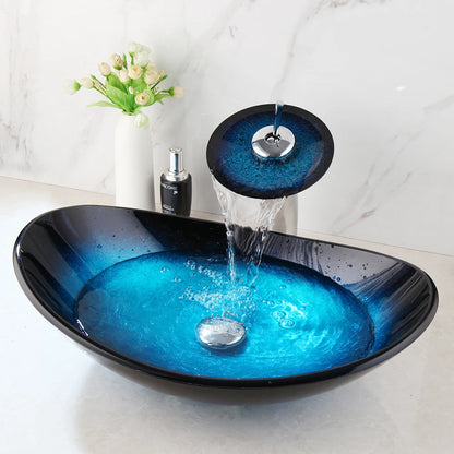 Tempered Glass Bathroom Vessel Sink