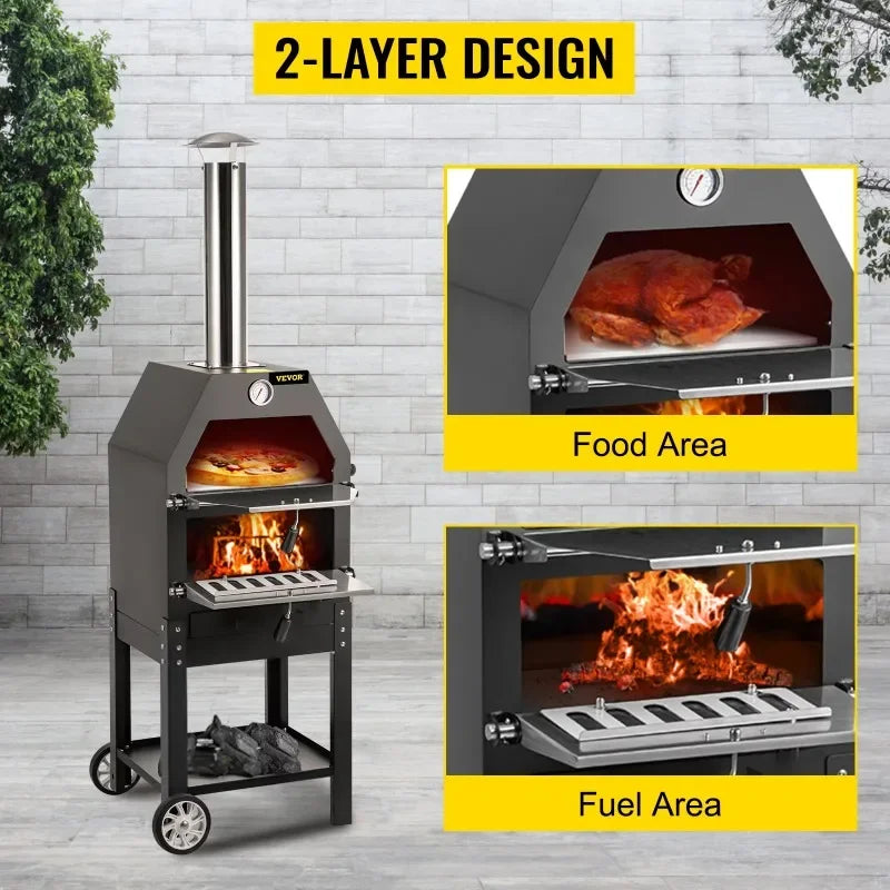 12" Wood Fire Oven, 2-Layer Pizza Oven