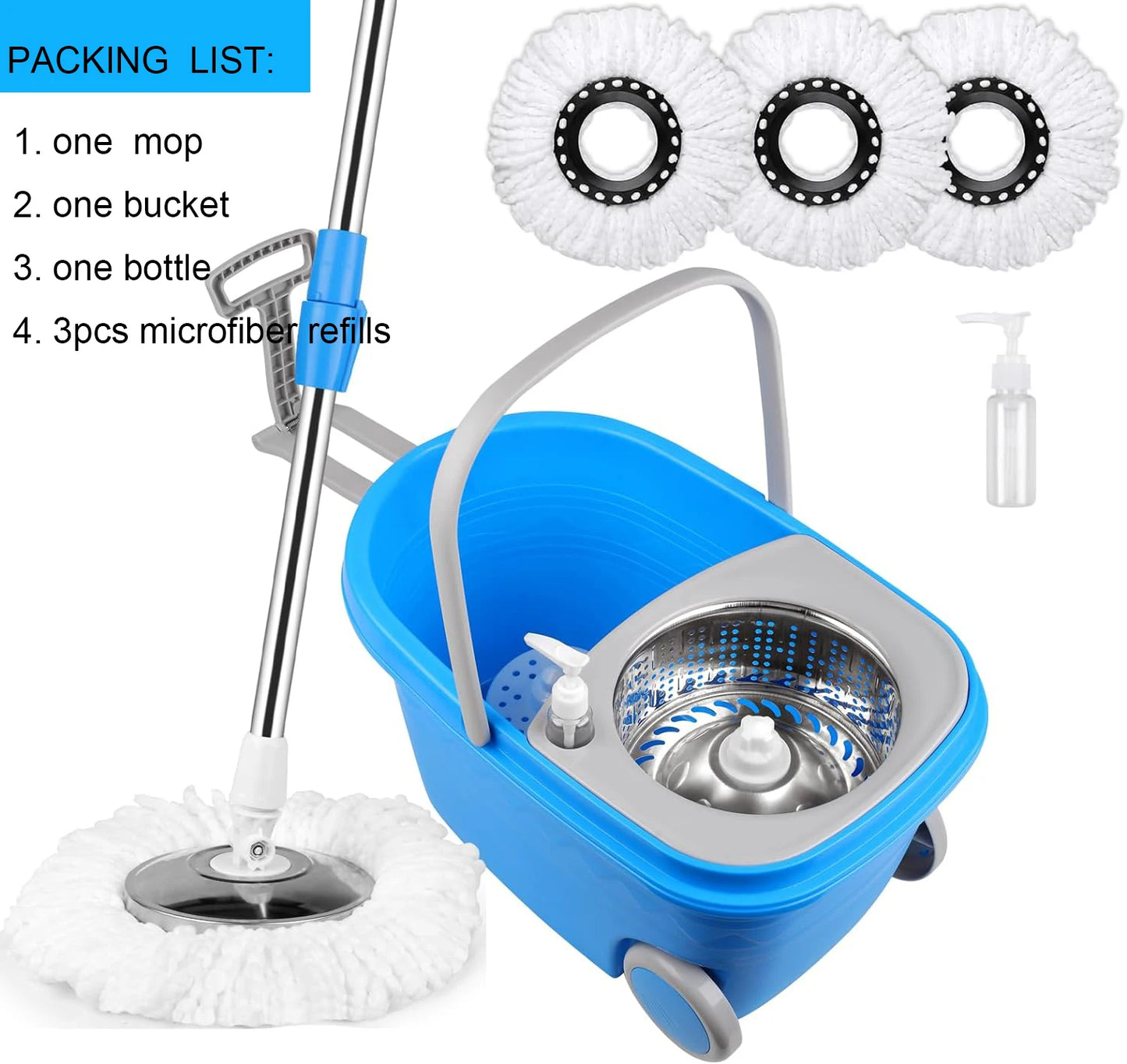 Blue Spin Mop Bucket Sets 360° Spinning Cleaning Tools