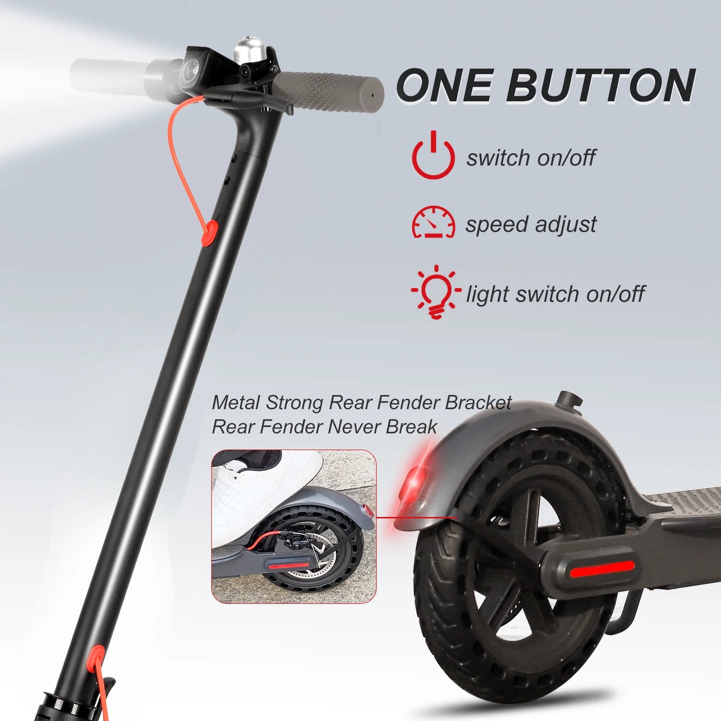 Electric Scooter 36V 10.4Ah 18.7Mph