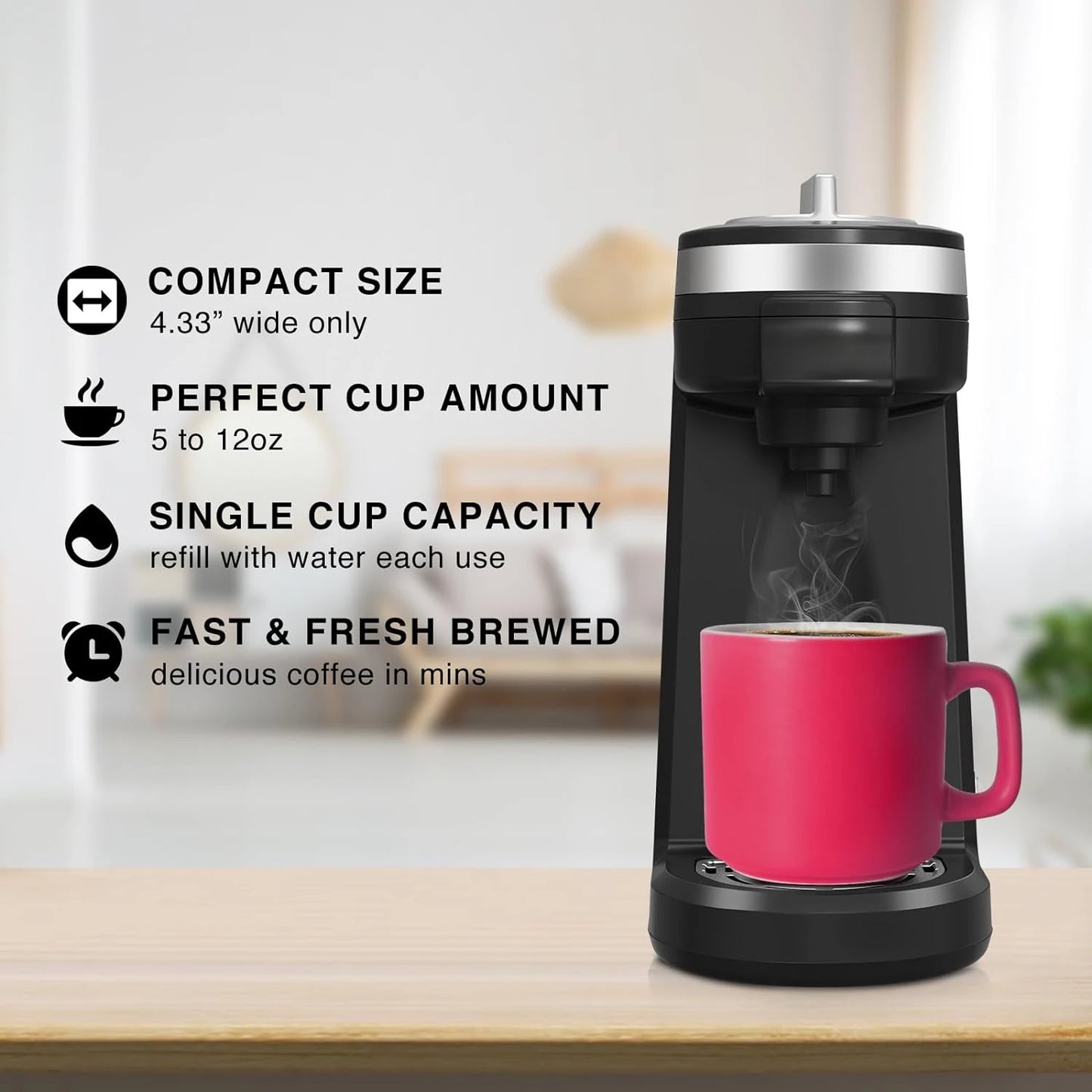 Single Serve Coffee Maker for K Capsule and Ground Coffee