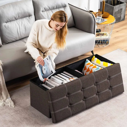 43 Inches Folding Storage Ottoman Bench