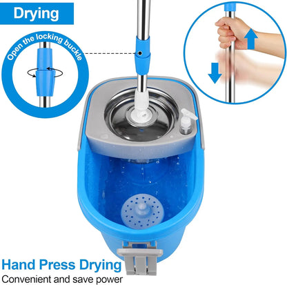 Blue Spin Mop Bucket Sets 360° Spinning Cleaning Tools