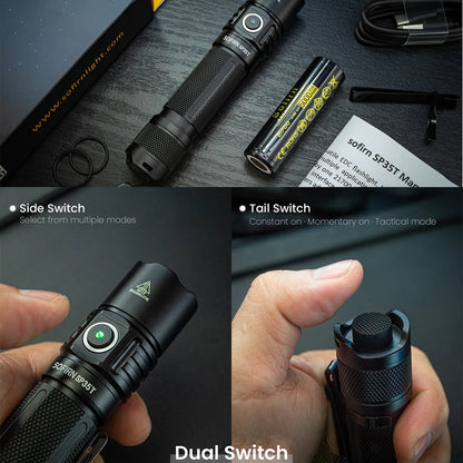 Tactical Flashlight Powerful LED Light USB C Rechargeable